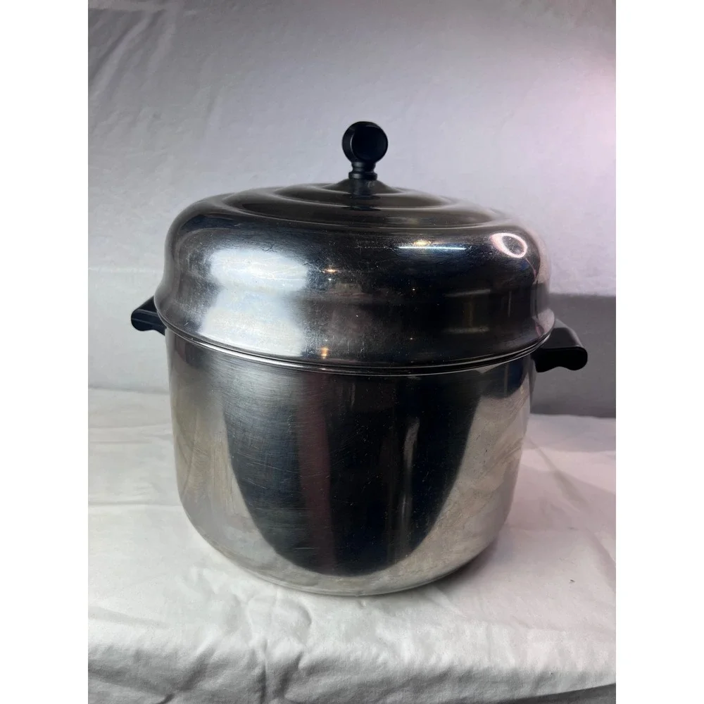 Vintage Farberware 8 Qt Stock Pot Aluminum Clad Stainless Steel with Lid NYC USA